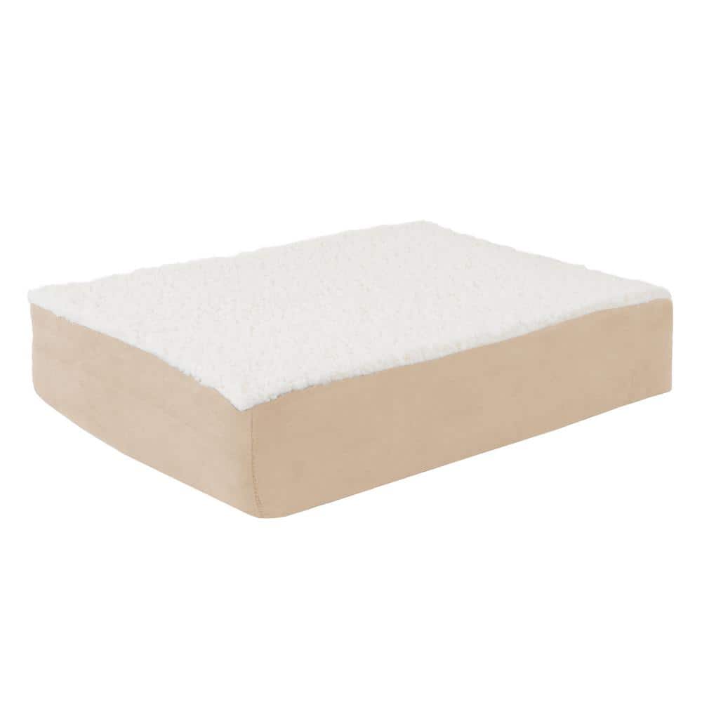 Small Tan Orthopedic Sherpa Memory Foam Pet Bed