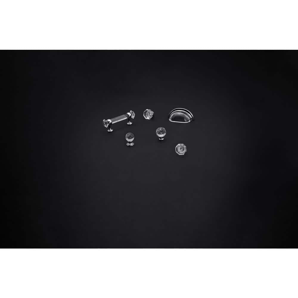 Round Glass Cabinet Knob with Chrome Finish