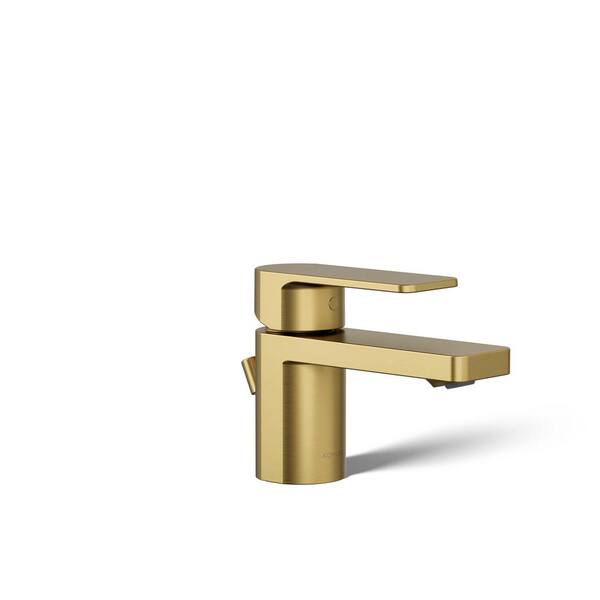 KOHLER Parallel Low Single-Handle Single-Hole 4.6875 in. 1.2 GPM Bathroom Faucet in Vibrant Brushed Moderne Brass