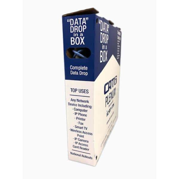 iCAT-ITS Data Drop-in-a Box Cat6 150 ft. Blue Plenum Kit DDB-C6-150-CMP-BU  - The Home Depot