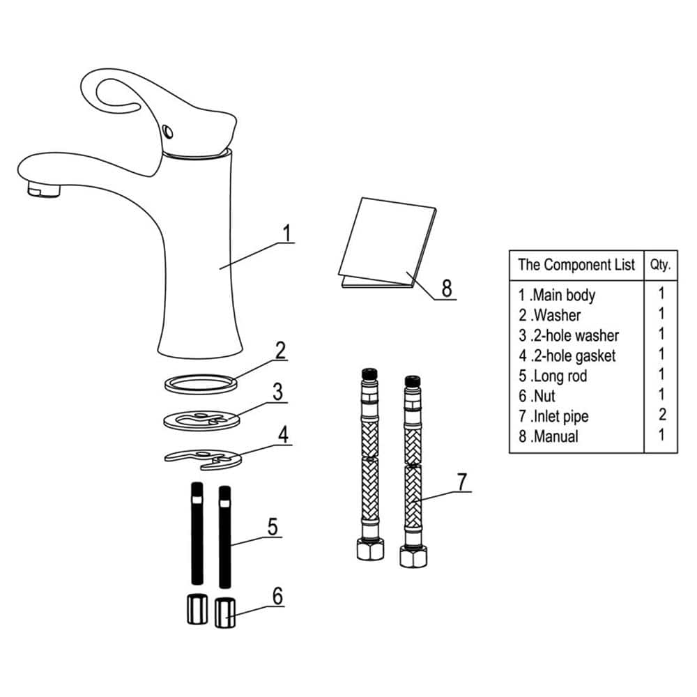 Polished Chrome Single Lever Bathroom Faucet with Curled Handle