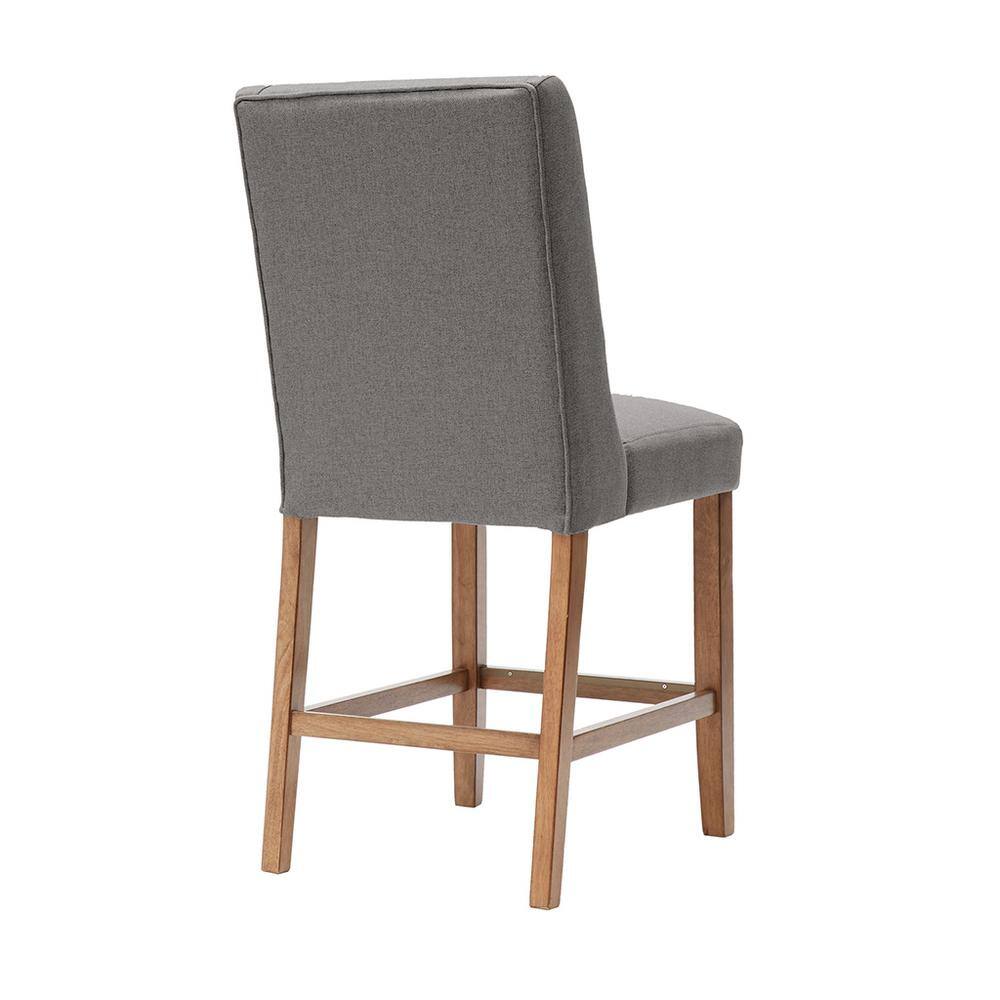 Brody Wingback Counter Stool in Light Gray with Espresso Wood Finish