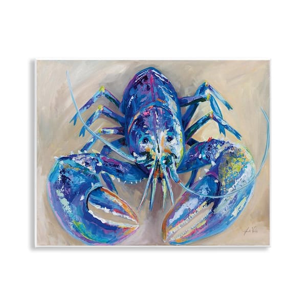 Stupell Industries Blue Lobster Impression by Jeanette Vertentes Unframed Animal Graphic Art Print 11 in. x 14 in.