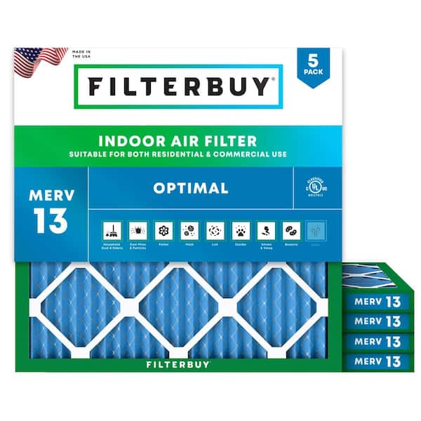 21.25 in. x 21.25 in. x 1 in. MERV 13 (FPR 10) Health Defense Pleated HVAC AC Furnace Air Filters Replacement (5-Pack)