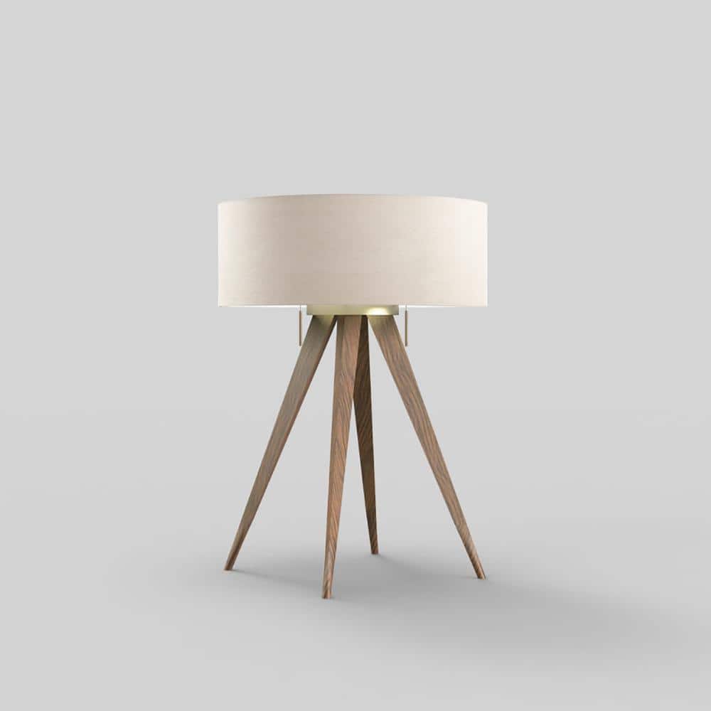 Quattro 24 in. Ash LED Table Lamp for Living Room with White Linen Shade price history on PriceWatchPro