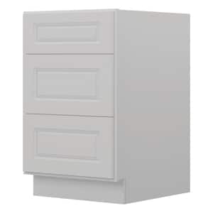 21 in. Wx24 in. Dx34.5 in. H in Raised Panel Dove Plywood Ready to Assemble Drawer Base Kitchen Cabinet with 3 Drawers