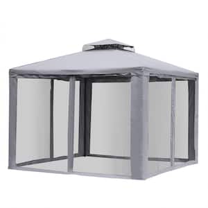 9.5 ft. x 9.5 ft. Grey Patio Gazebo Outdoor Pavilion 2 Tire Roof Canopy Shelter