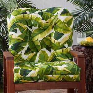 21 in. x 42 in. Outdoor Dining Chair Cushion in Palm Leaves White