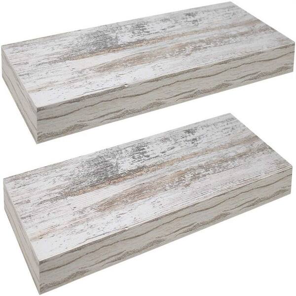 Cubilan 9.25 in. x 23.75 in. x 1.5 in. White Wood Decorative Wall Shelves Floating Shelves