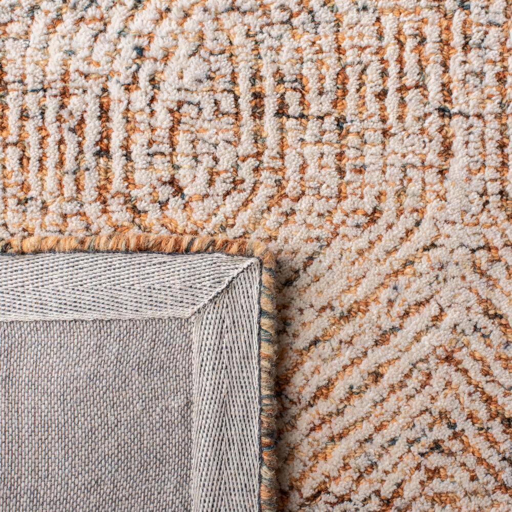 Ivory and Rust Abstract Wool 9' x 12' Area Rug
