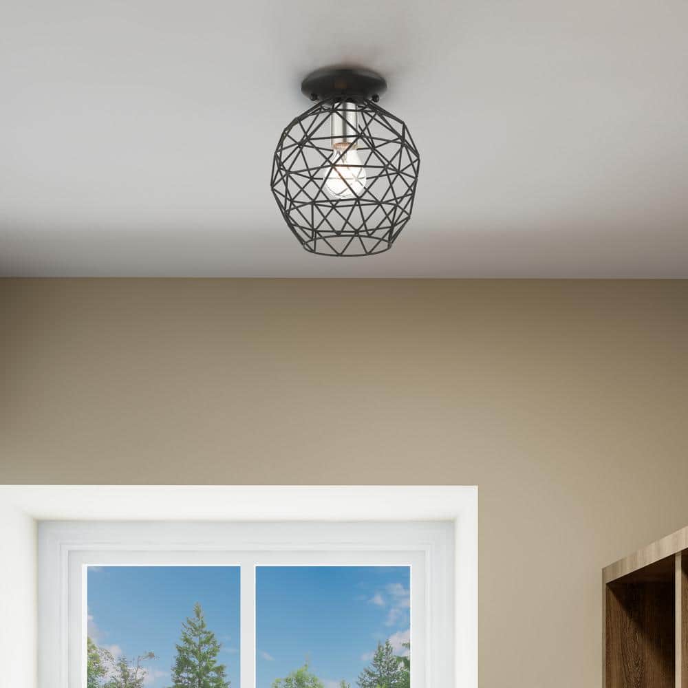 Geometrix Modern Black Nickel LED Flush Mount Light