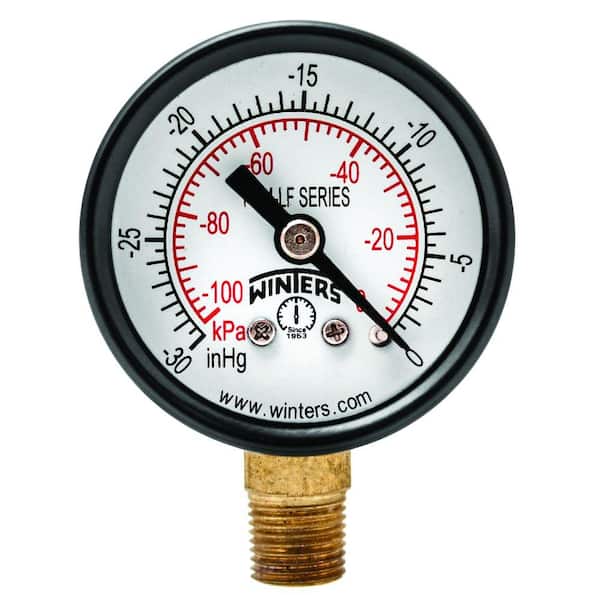 Winters Instruments PEM-LF Series 1.5 in. Lead-Free Brass Pressure Gauge with 1/8 in. NPT LM and 0-30 in. VAC/kPa
