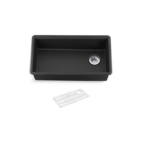 KOHLER Billings 32.5 in. Undermount Single-Bowl Kitchen Sink in Matte Black