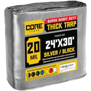 24 ft. x 30 ft. Silver/Black 20 Mil Heavy Duty Polyethylene Tarp, Waterproof, UV Resistant, Rip and Tear Proof