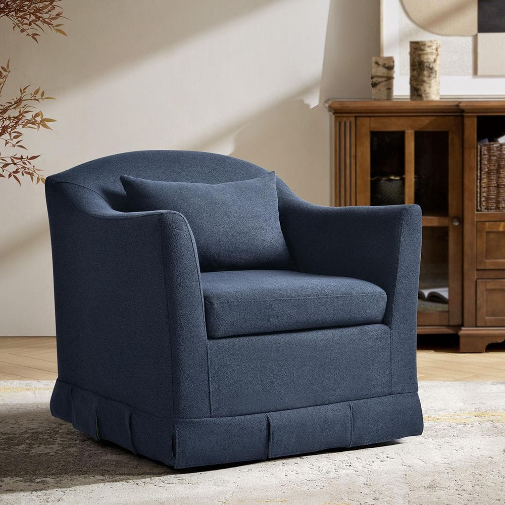 Ahyhhh　アーコール　シエナ JAYDEN CREATION Albina Navy Modern Slipcovered 360-Degree Swivel