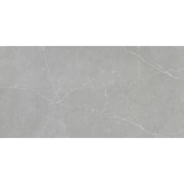 EMSER TILE Sterlina Gray 23.62 in. x 47.24 in. Polished Marble Look Porcelain Floor and Wall Tile (15.5 sq. ft./Case)