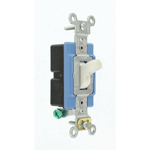 15 Amp Industrial Grade Heavy Duty Single-Pole Lighted Handle Toggle Switch, White 1201-LHW