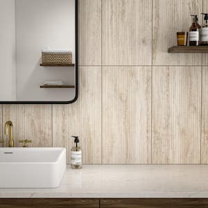 Calligo Almond 12 in. x 24 in. Glazed Ceramic Fluted Wall Tile (15.56 sq. ft./case)