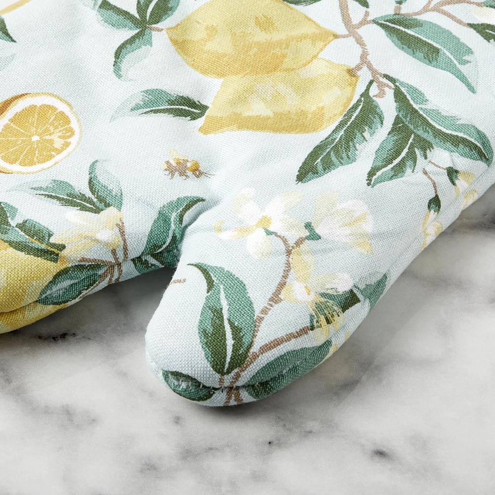 Lemon Whimsy Yellow Cotton Oven Mitt Set, 2-Pack