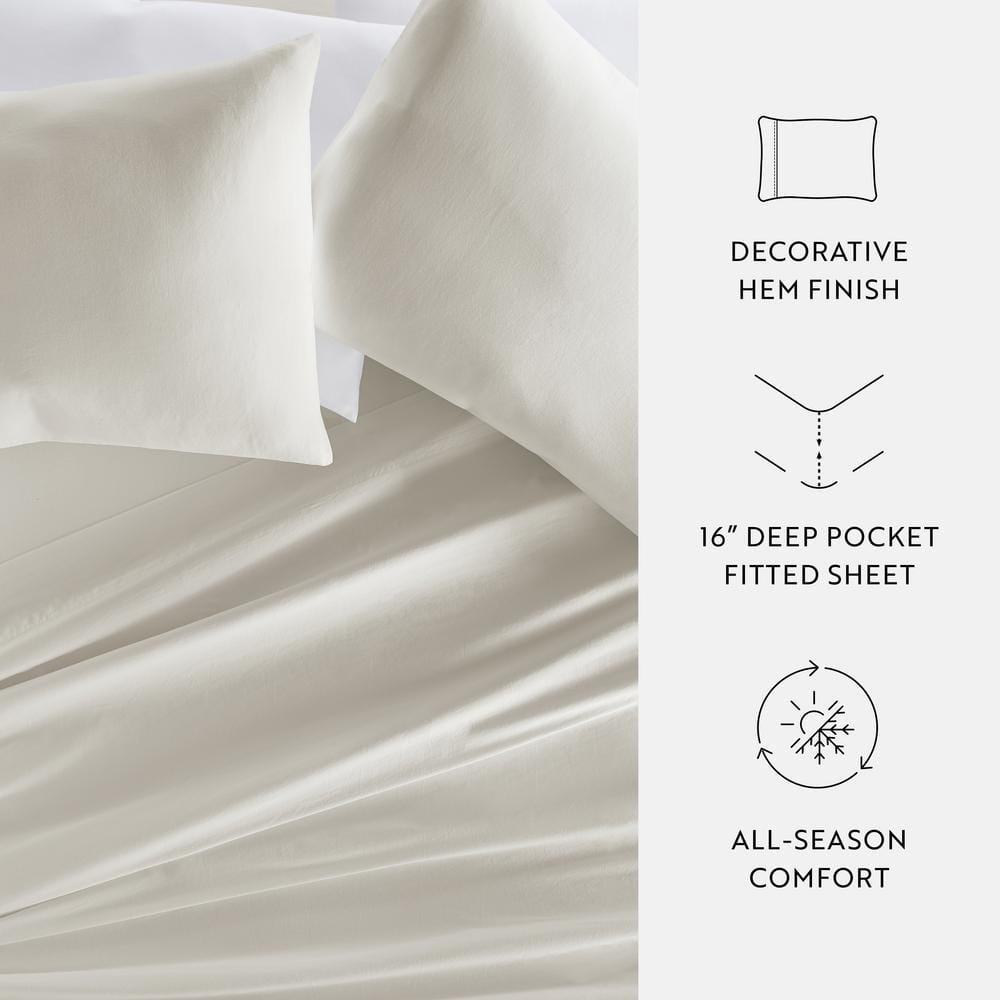 Ivory King Cotton Deep Pocket Solid Sheet Set