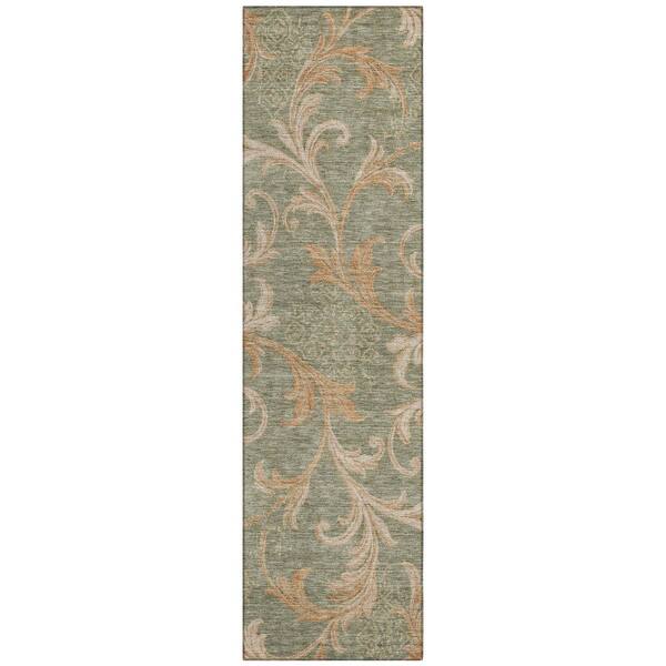 Chantille Machine Washable Indoor/Outdoor Abstract ACN3012 Sage 2 ft. x 7 ft. Runner Rug
