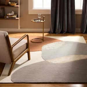 Oslo Hand Tufted Wool Abstract Colorblock Beige/Rust 8 ft. x 10 ft. Area Rug