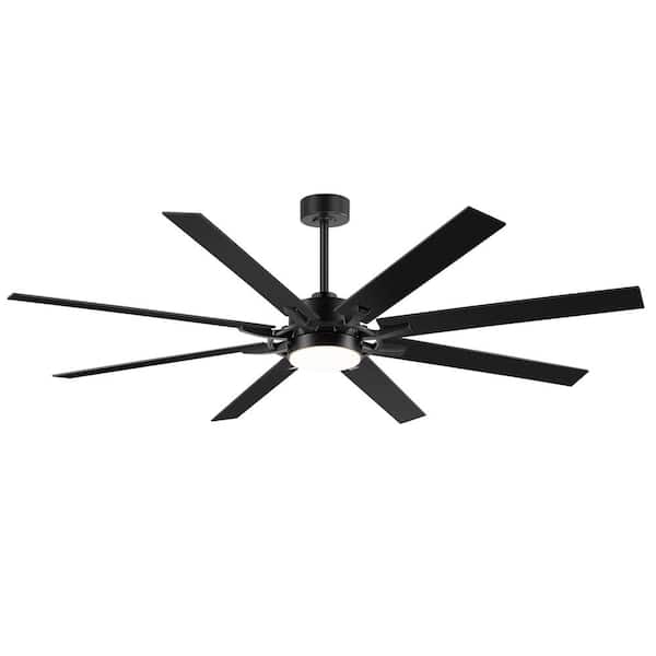 翔mama Jushua 72 in. Black Indoor Ceiling Fan with Light Remote
