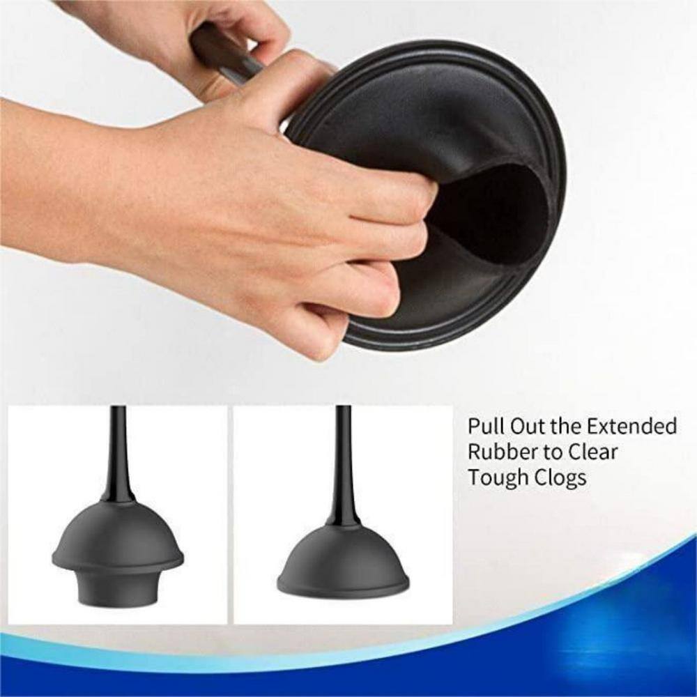 Black Plastic Toilet Plunger and Brush Set with Holder