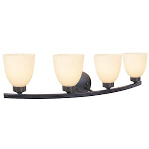 4-Light Oil Rubbed Bronze Vanity Light with Frosted Glass Shade