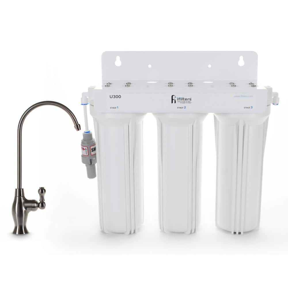 U300 3-Stage White Under-Sink Water Filtration System with Designer Faucet