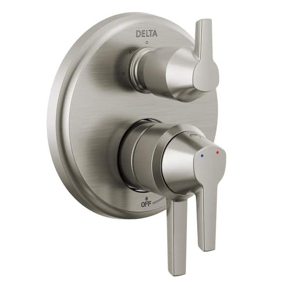 Delta Galeon 2-Handle Wall Mount Diverter Trim Kit with 3-Setting Integrated in Lumicoat Stainless (Valve Not Included)