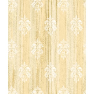 Alison Yellow Damask Motif Paper Strippable Wallpaper (Covers 57.8 sq. ft.)