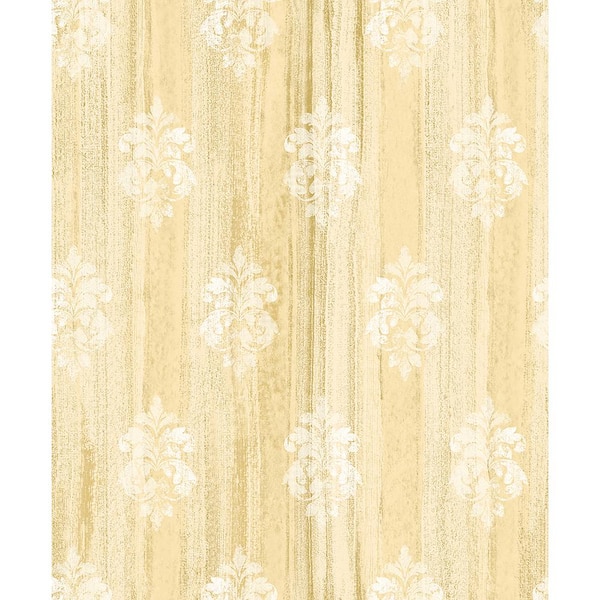 Alison Yellow Damask Motif Paper Strippable Wallpaper (Covers 57.8 sq. ft.)