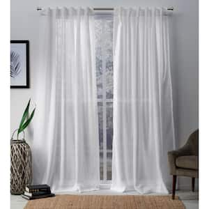 Bella Winter White Solid Polyester 54 in. W x 84 in. L Hidden Tab Top Sheer Curtain Panel (Set of 2)