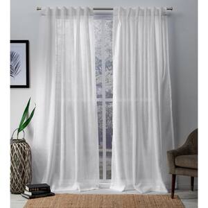 Bella Winter White Solid Polyester 54 in. W x 96 in. L Hidden Tab Top Sheer Curtain Panel (Set of 2)
