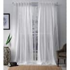 Bella Winter White Solid Sheer Hidden Tab / Rod Pocket Curtain, 54 in. W x 84 in. L (Set of 2)