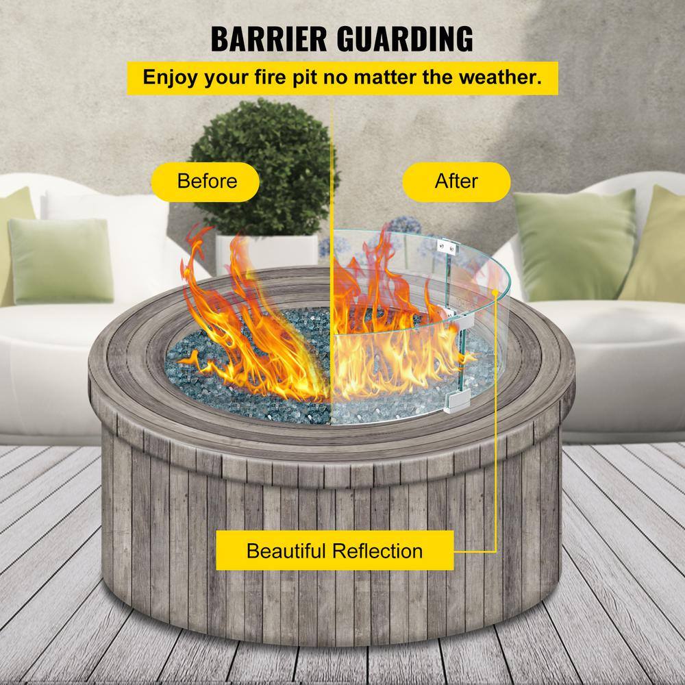 Clear Tempered Glass Round Fire Pit Wind Guard with Aluminum Feet