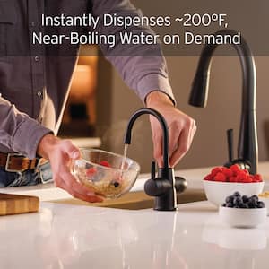 HOT250 Instant Hot and Cold Water Dispenser, 2-Handle Faucet in Matte Black with Tank and Premium Filtration System