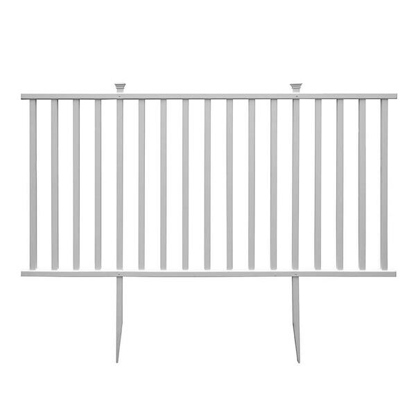 Unbranded Birkdale Semi-Permanent 4 ft. x 7.5 ft. White Vinyl Fence Panel with Posts and Caps