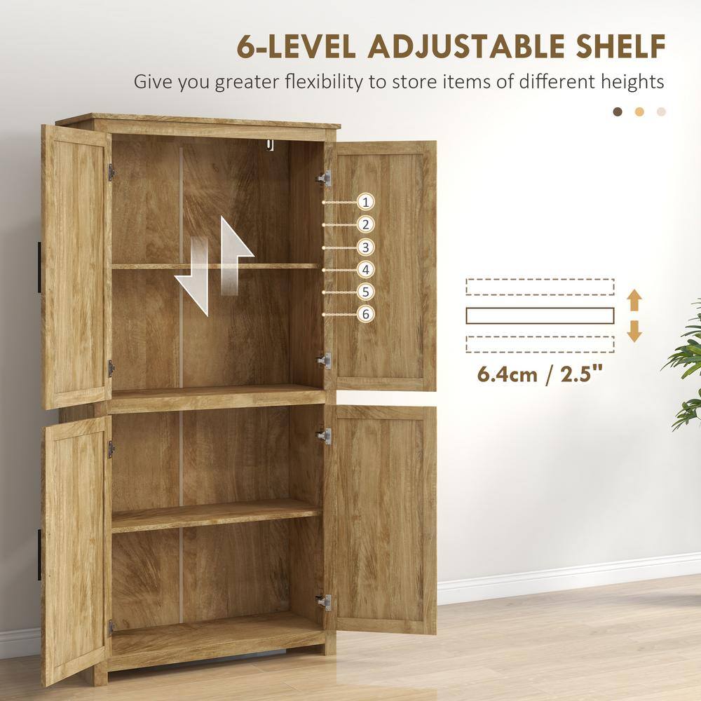 Natural Brown Rattan Kitchen Pantry Organizer with Adjustable Shelves
