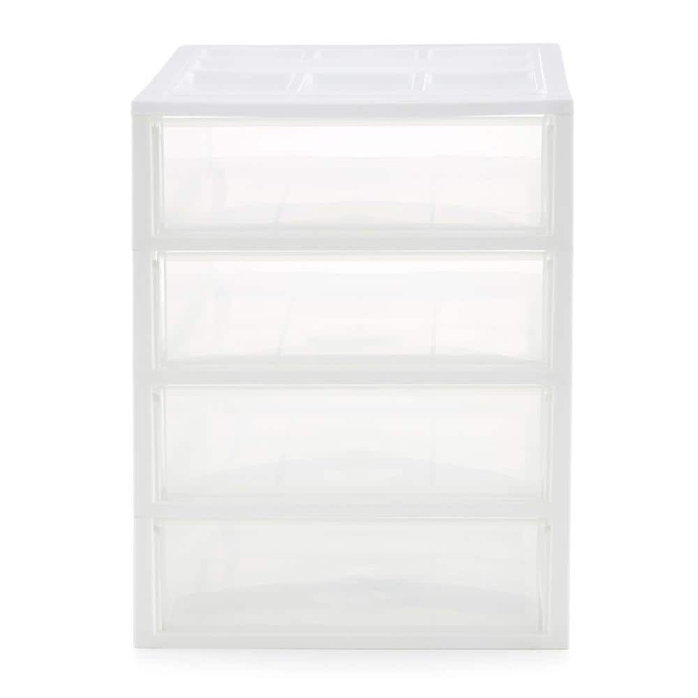 White and Clear 4-Drawer Desktop Storage Organizer
