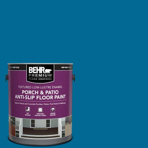 BEHR PREMIUM 1 gal. #OSHA-1 OSHA SAFETY BLUE Textured Low-Lustre Enamel Interior/Exterior Porch and Patio Anti-Slip Floor Paint