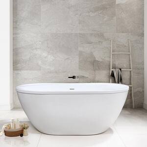 Essence 60 in. x 34 in. Freestanding Acrylic Soaking Bathtub with Center Drain in Matte Black