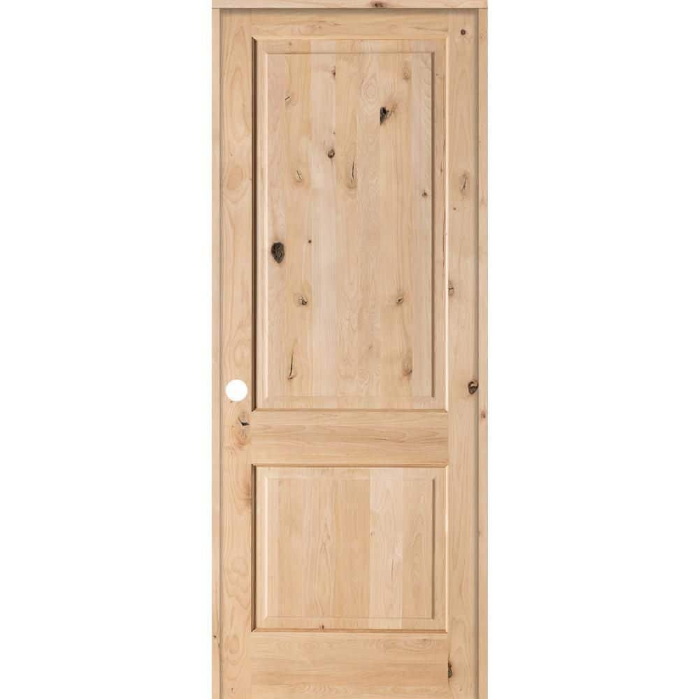 42 in. x 96 in. Rustic Knotty Alder 2 Panel Square Top Solid Wood Right-Hand Single Prehung Interior Door price history on PriceWatchPro
