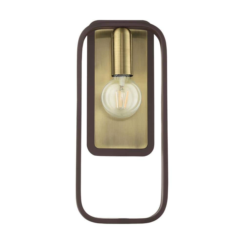 Bergamo Midcentury Modern Dimmable Sconce in Bronze and Antique Brass