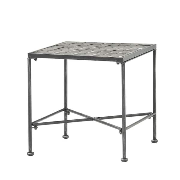 Angel Sar 18.25 in. H Black Square Metal Outdoor Side Table