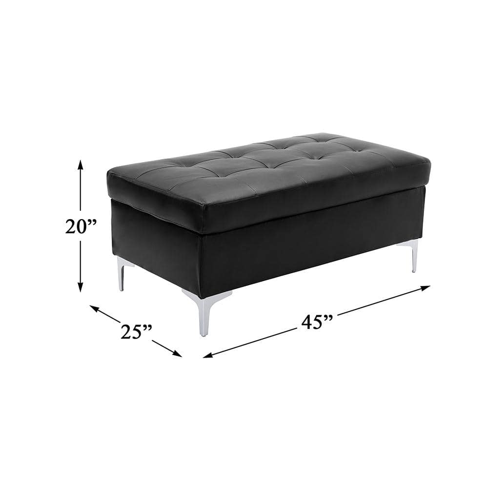 Barrington 45'' Black Tufted Modern Ottoman