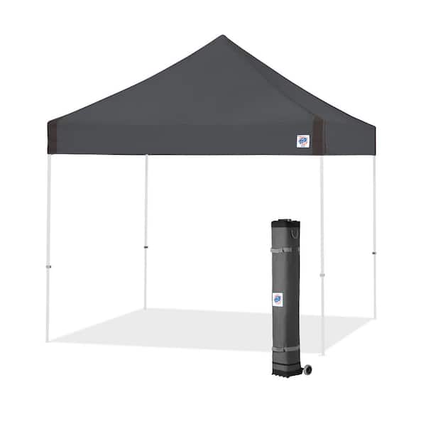 E-Z UP Vantage Series 10 ft. x 10 ft. Steel Gray Instant Canopy Pop Up Tent with Roller Bag