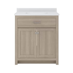Reese 31 in. W x 19 in. D x 38 in. H Single Sink Bath Vanity in Light Oak with White Cultured Marble Top.