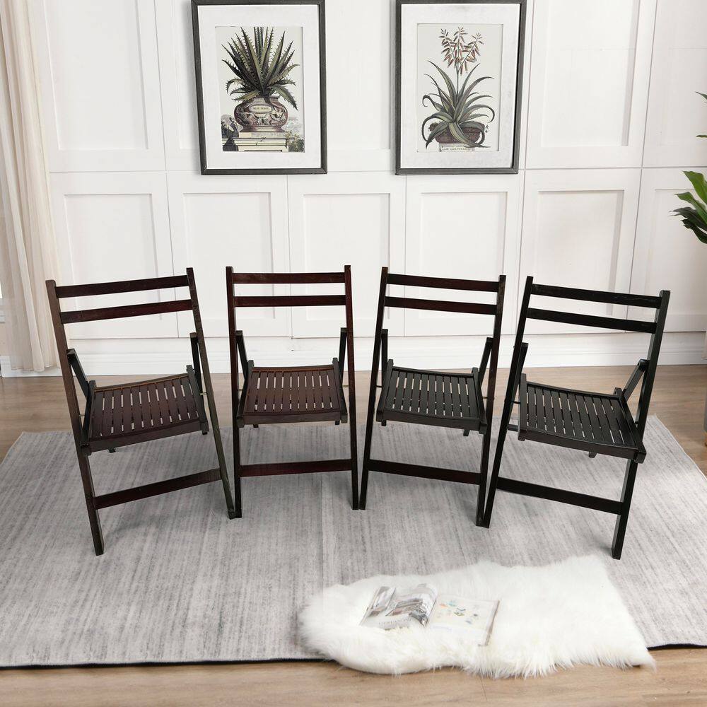 Cherry Slatted Wood Folding Dining Chair (Set of 4) price history on PriceWatchPro